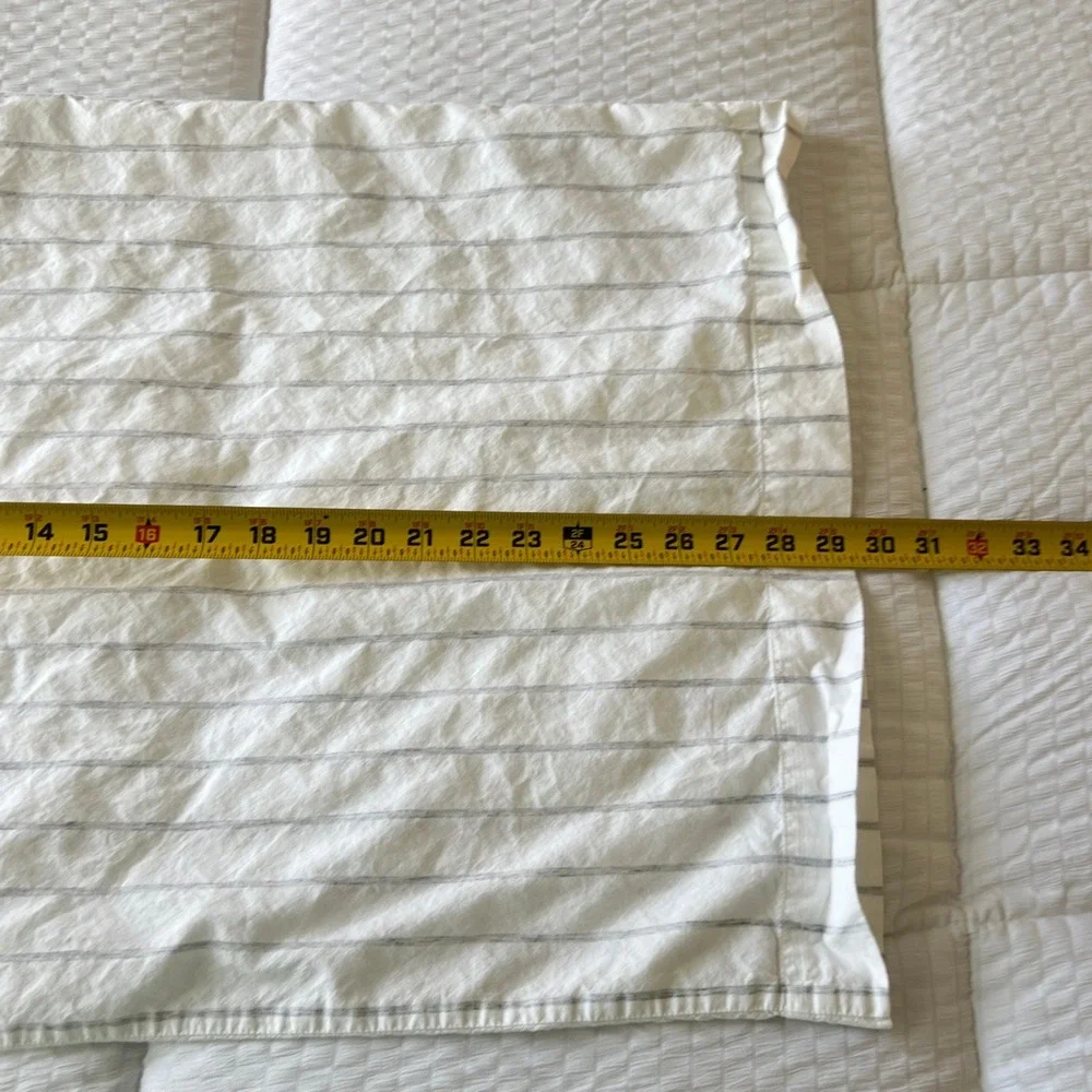 West Elm Tencel Organic Cotton Blend Pillowcase‎ Gray Pinstripe Minimalist Boho